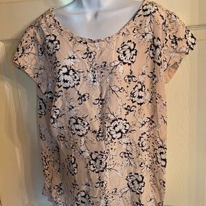 Cynthia Rowley Black and Cream Floral Silk Blouse